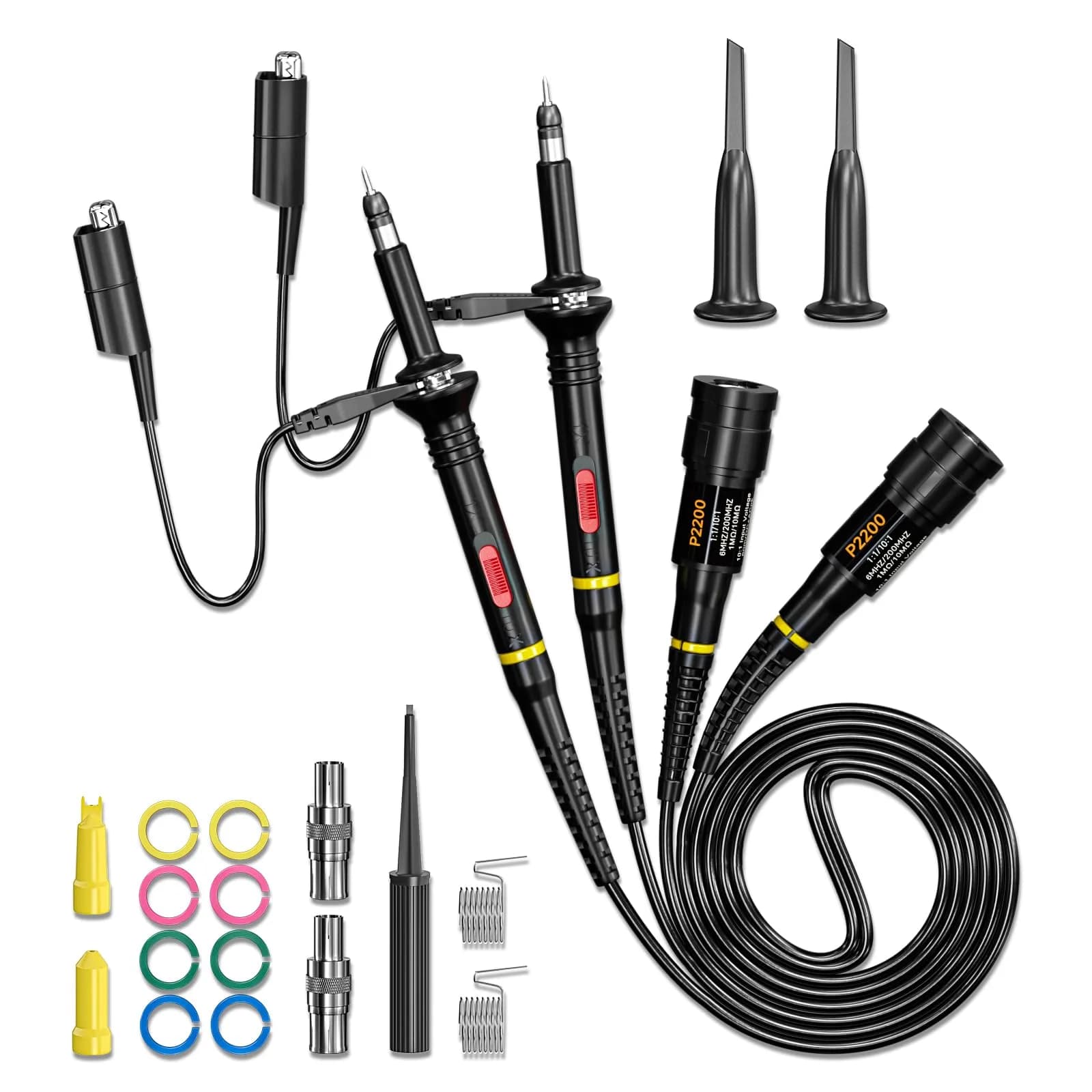 Goupchn P6100 Oscilloscope Probe 100MHz 1X/10X Attenuation 2-Pack | Precision Measuring Tool for Indian Labs — X1/X10 200MHz 2PCS