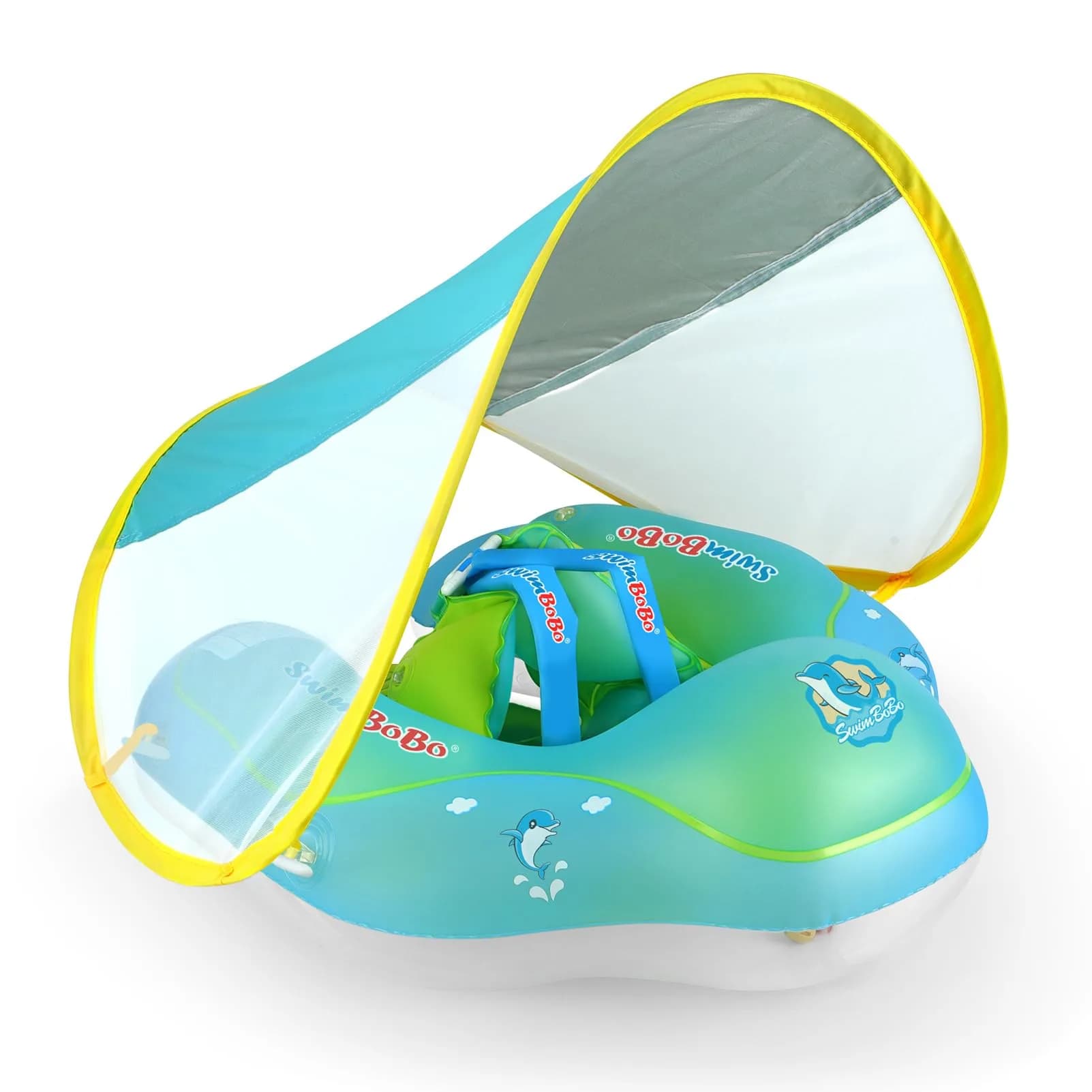 Swimbobo Baby Swimming Float Ring L (57cm Outer Diameter) | Dual Airbags, Safety Support Bottom — Blue / X-Large