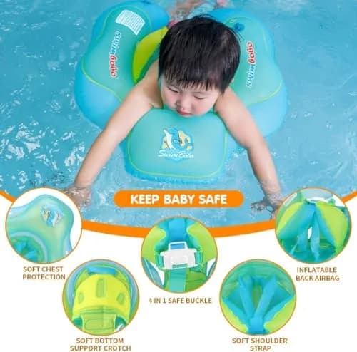 Swimbobo Baby Swimming Float Ring XL Blue | Dual Airbag Safety Support for 3-36 Months thumbnail 5