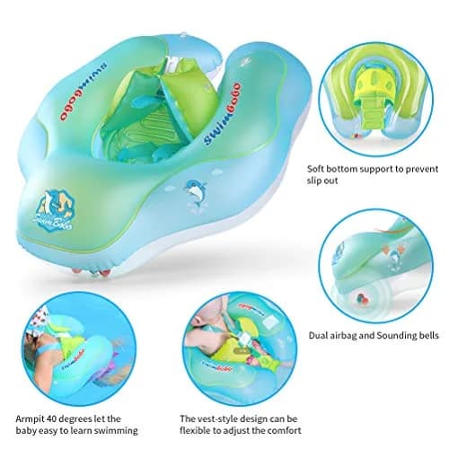 Swimbobo Baby Swim Float Blue S | Dual Airbag Safety Support for 3-7 Months thumbnail 4