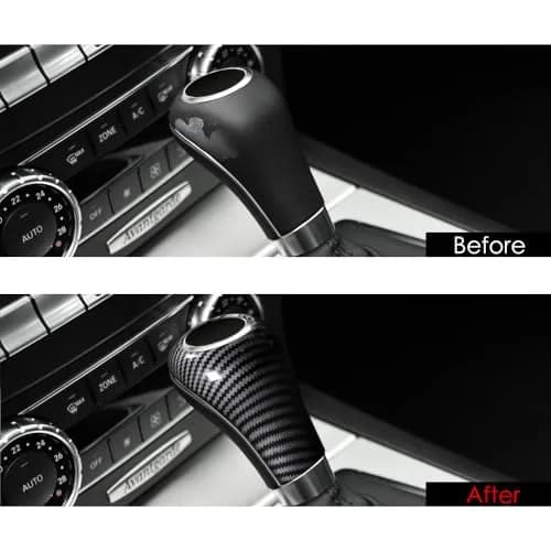 CHARMINGHORSE Carbon Fiber Gear Shift Knob Cover Sticker for Mercedes-Benz W204 W212 A G E C CLS | Stylish & Durable thumbnail 3