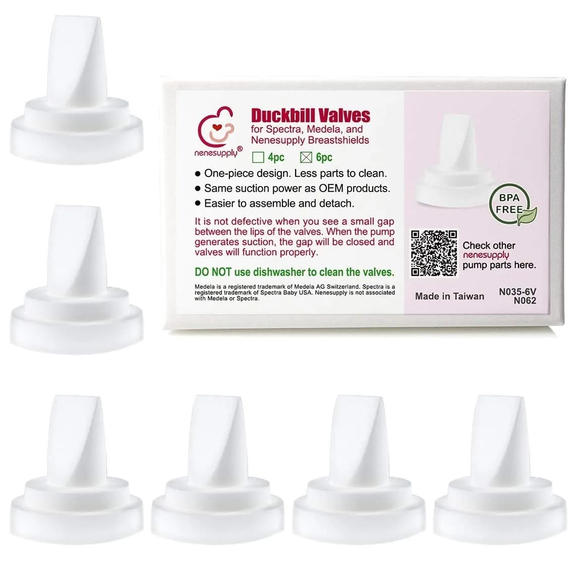 Nenesupply 8 pc Duckbill Valves for Medela & Spectra Breast Pumps | BPA-Free, EU Compliant — Clear