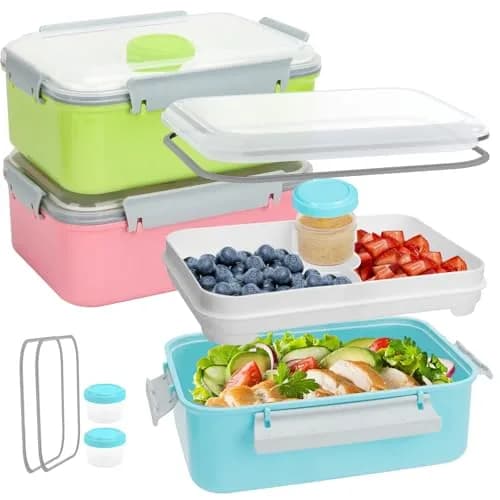 shopwithgreen 47oz Salad Lunch Container To Go | 3 Pack Food Storage & Bento Boxes, Microwave & Dishwasher Safe thumbnail 1