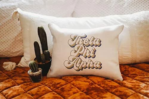 Sorority Shop Theta Phi Alpha Lumbar Pillow 12" x 16" (30cm x 40cm) | Retro Greek Letter Design thumbnail 2
