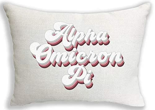 Sorority Shop Alpha Omicron Pi Pillow – Retro Design 12" x 16" Lumbar Pillow Sorority thumbnail 1