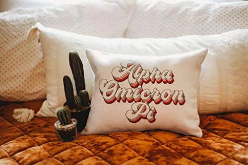 Sorority Shop Alpha Omicron Pi Pillow – Retro Design 12" x 16" Lumbar Pillow Sorority thumbnail 2