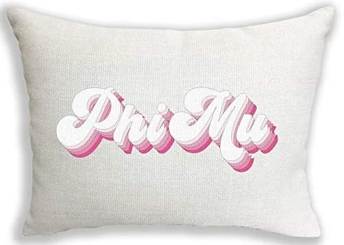 Sorority Shop Phi Mu Lumbar Pillow 12" x 16" (30cm x 40cm) | Retro Design for Sisterhood Pride thumbnail 1