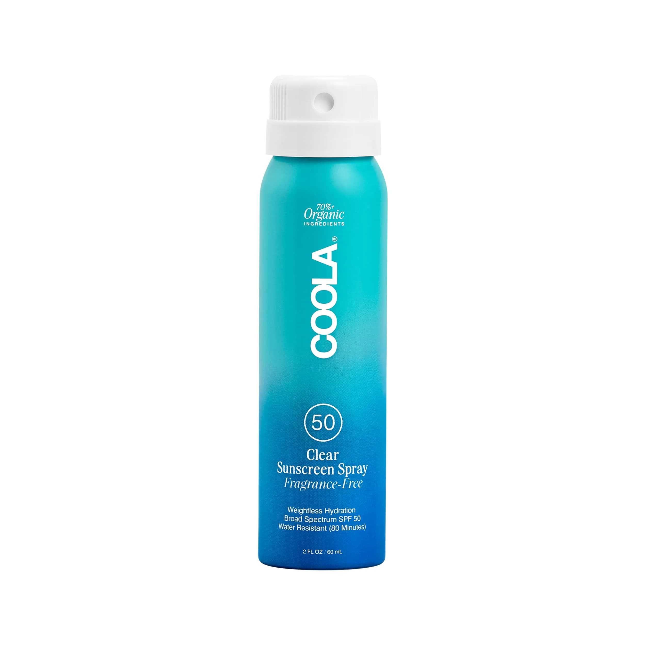 COOLA Clear Sunscreen Spray SPF 50, Fragrance Free, 2 Pack, 177ml (6 Fl Oz) & 59ml (2 Fl Oz) | Broad Spectrum Protection — 2 Fl Oz