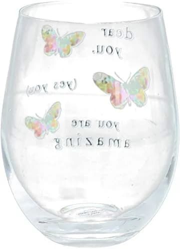 Pavilion Gift Company Dear You (Yes You) You Are Amazing Rainbow Butterfly 266ml (8 Oz) Stemless Wine Glass | Gift for Friends thumbnail 7