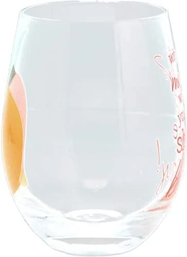 Pavilion Gift Company Why Be Moody? When You Can Shake Your Booty! Stemless Wine Glass 266ml (8.5 fl oz) | Fun Peach Patterned Drinkware thumbnail 3