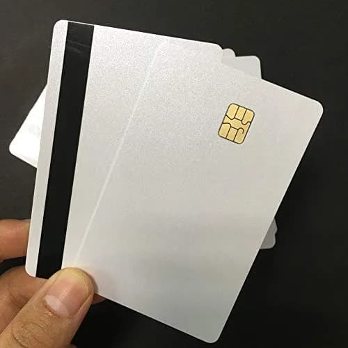 XFQUIJ SLE4442 Chip Smart Contact IC Cards with Magnetic Stripe PVC Blank Card 10pcs | Pearl White Background, 85.6mm x 54mm x 0.8mm thumbnail 4