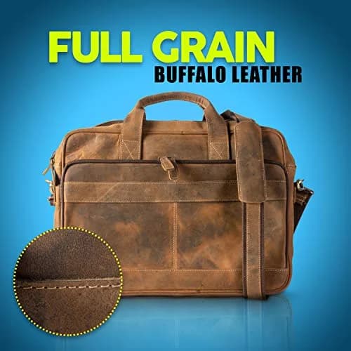 KomalC Leather Briefcase 16-inch Laptop Messenger Bag Satchel for Men & Women | Premium Buffalo Leather thumbnail 4