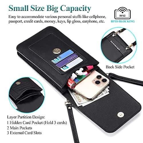 Peacocktion Small Crossbody Bag for Women | RFID Travel Wallet with Card Slots (7.2'' x 4.4'' x 1'') thumbnail 3