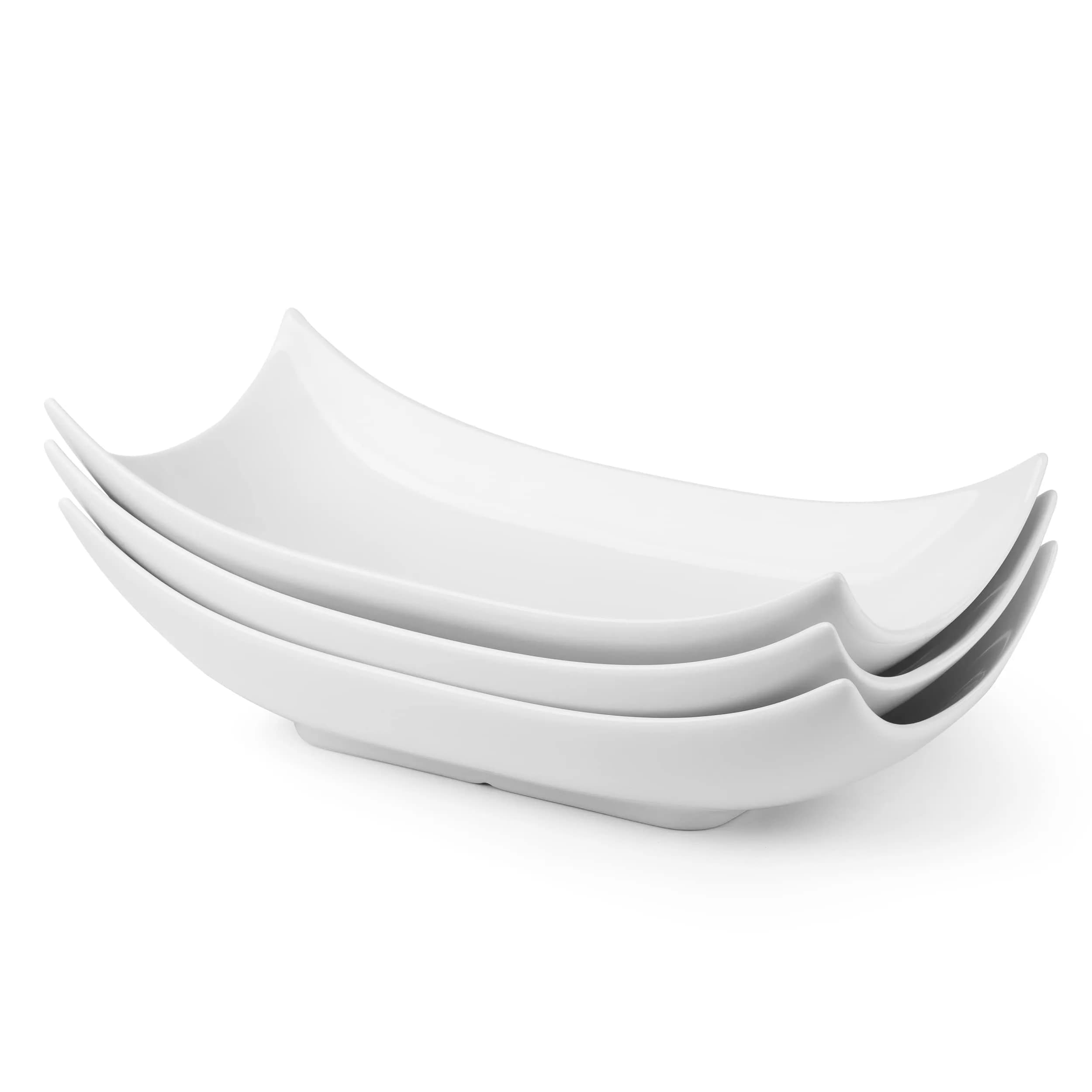 LAUCHUH Porcelain Serving Platter Set of 3 | 31.5 cm (12.4 in) Curved Decorative Bowl Serving Trays for Appetizers & Entrees - main product image