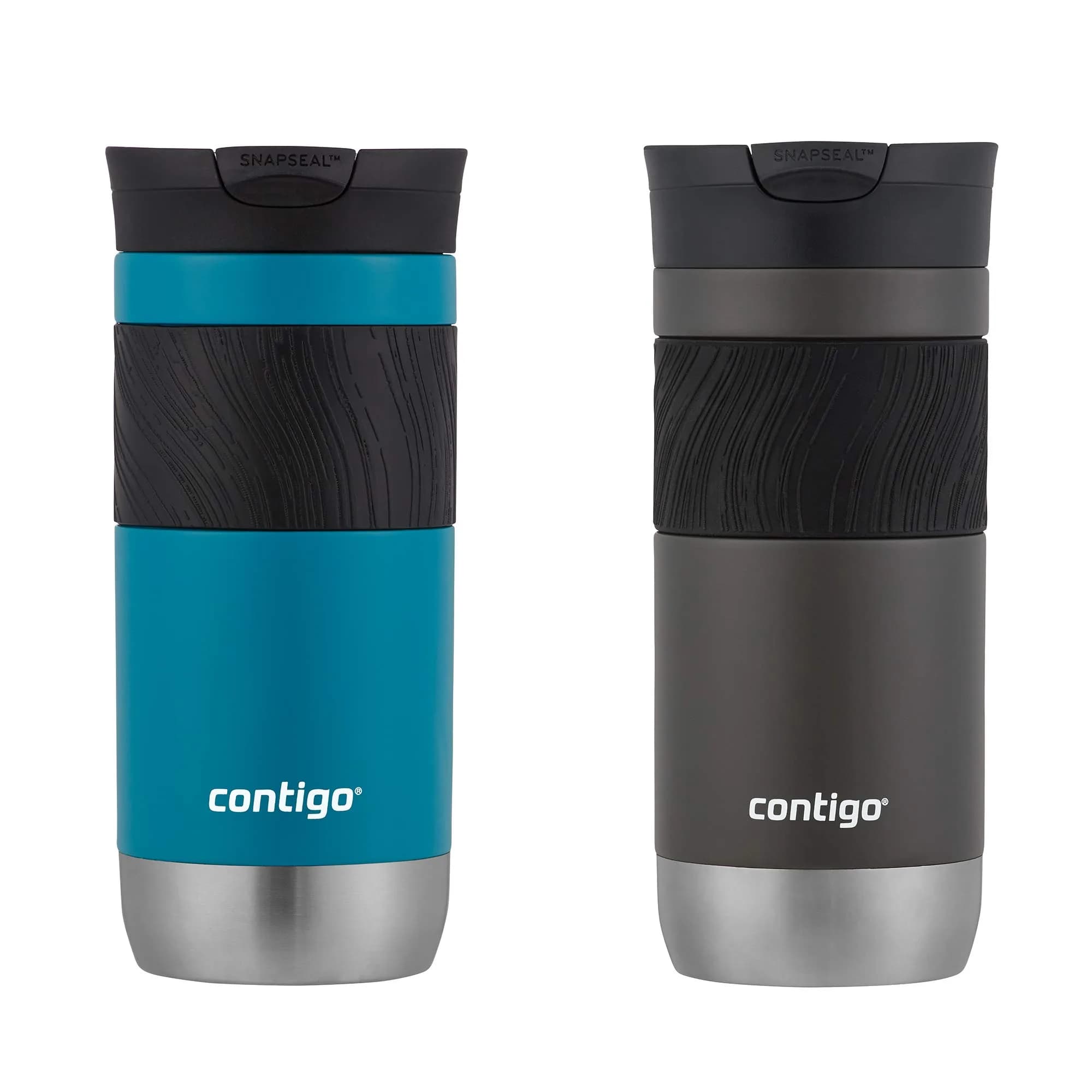 Contigo Byron 2.0 Stainless Steel Travel Mug 473ml (16oz) 2-Pack | Keeps Drinks Hot 6 Hrs, Cold 12 Hrs