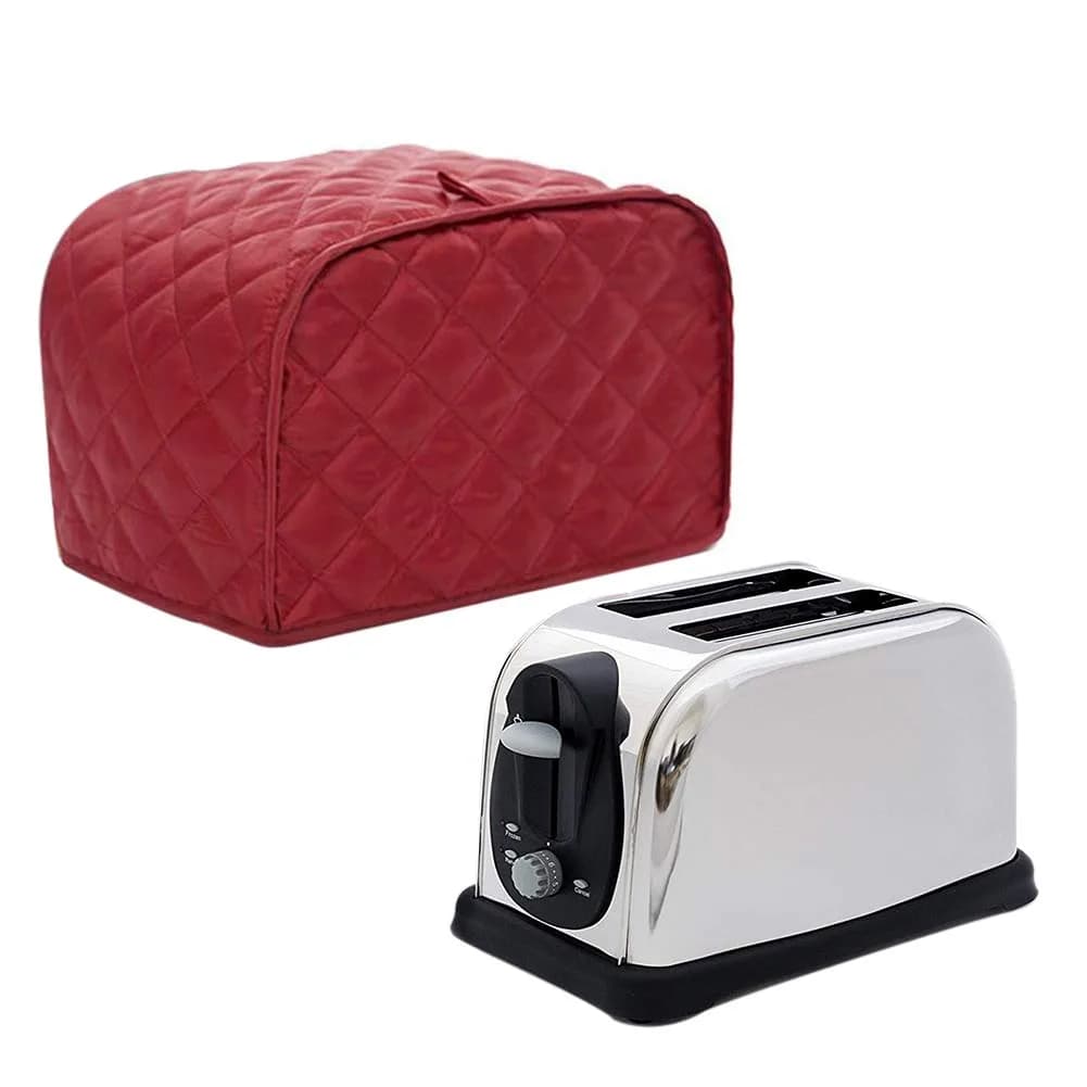 JOONOR Polyester Quilted Toaster Cover for Two Slice Toaster | Dust & Fingerprint Protection, Machine Washable, Red - main product image