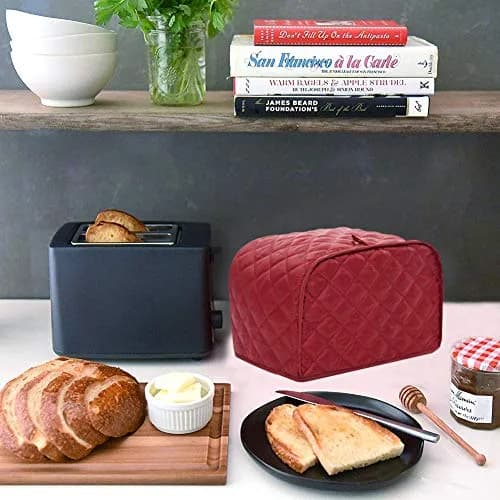 JOONOR Polyester Quilted Toaster Cover for Two Slice Toaster | Dust & Fingerprint Protection, Machine Washable, Red thumbnail 4