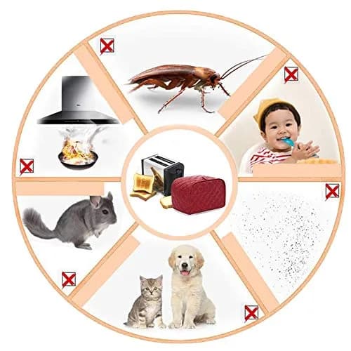 JOONOR Polyester Quilted Toaster Cover for Two Slice Toaster | Dust & Fingerprint Protection, Machine Washable, Red thumbnail 5