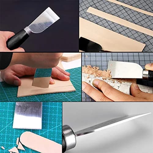 QMNNMA Leather Knife with Wooden Handle | Sharp Leather Cutting & Skiving Tool for Leathercraft thumbnail 4