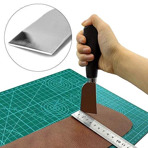 QMNNMA Leather Knife with Wooden Handle | Sharp Leather Cutting & Skiving Tool for Leathercraft thumbnail 2