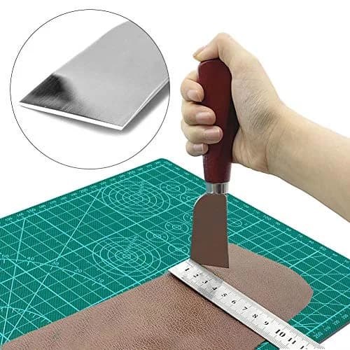 QMNNMA Leather Knife, Skiving Knife, Leather Cutting Knife (Red) | Durable High-Speed Steel Blade for Leathercraft thumbnail 3