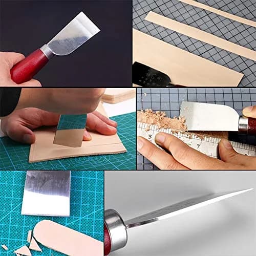 QMNNMA Leather Knife, Skiving Knife, Leather Cutting Knife (Red) | Durable High-Speed Steel Blade for Leathercraft thumbnail 4