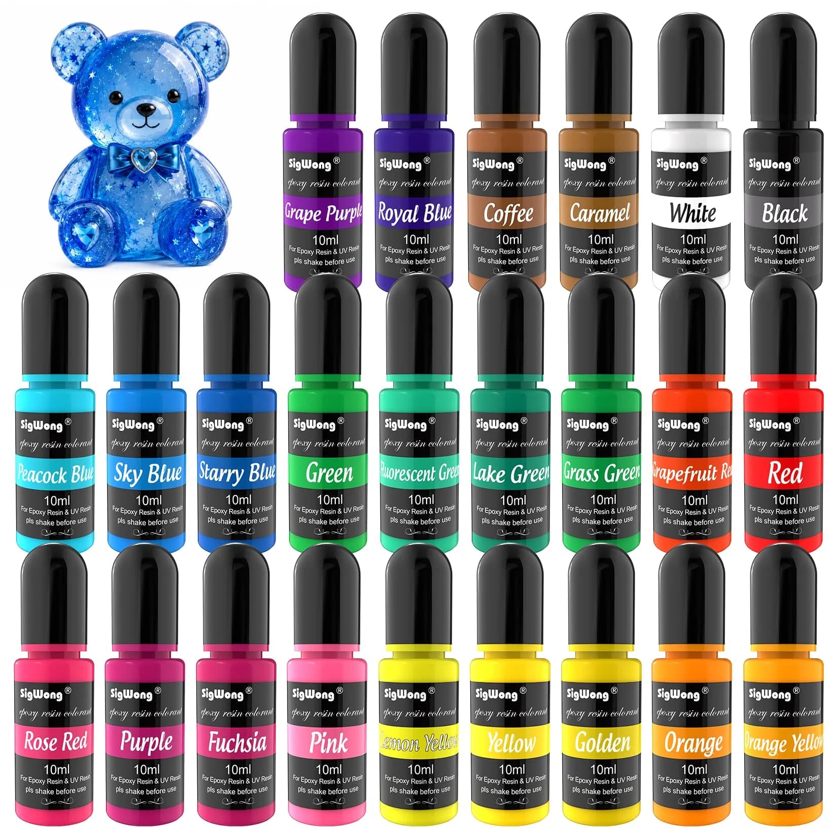 SigWong Epoxy Resin Pigment 24 Colors | Highly Concentrated Liquid Dye for DIY Jewelry & Crafts - main product image