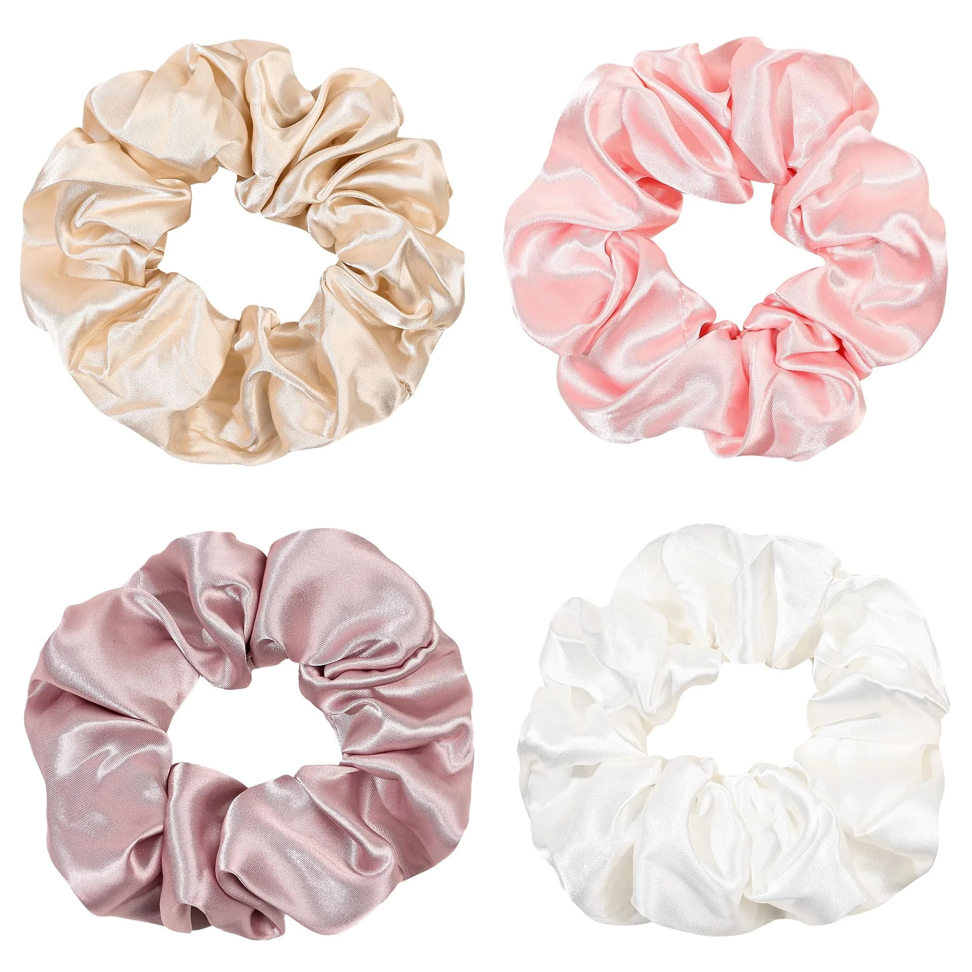 Ivyu Scrunchies Hair Ties for Thick Curl Hair, 4 Count (100g/4 Count) | Handmade Soft Fabric Ponytail Holders — LOBAB-007