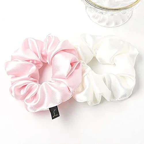 Ivyu Silk Satin Scrunchies for Women - Large Hair Ties for Thin & Thick Hair, 4-Count Pack thumbnail 6