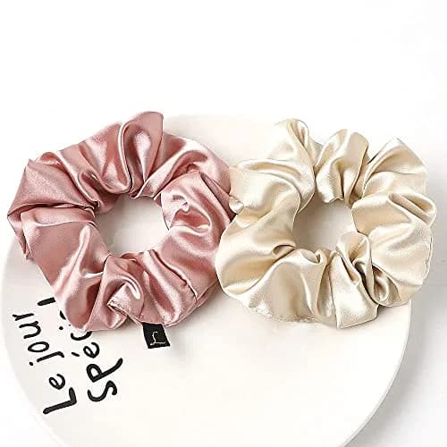 Ivyu Silk Satin Scrunchies for Women - Large Hair Ties for Thin & Thick Hair, 4-Count Pack thumbnail 7
