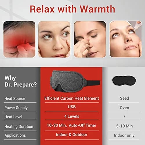DR.PREPARE Heated Eye Mask with Temperature & Timer Control | USB Warm Compress for Dry Eyes, Sleep, Dark Circles, Puffy Eyes thumbnail 2