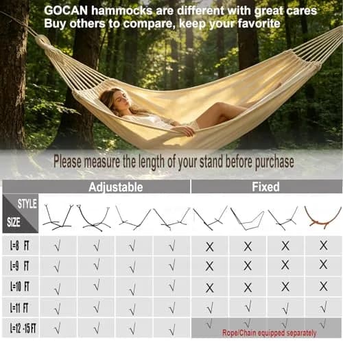 GOCAN Large Outdoor Hammock 220 x 150cm | Breathable Cotton Canvas for 1-2 Adults & Kids thumbnail 7