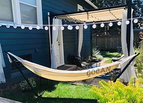 GOCAN Large Outdoor Hammock 220 x 150cm | Breathable Cotton Canvas for 1-2 Adults & Kids thumbnail 3