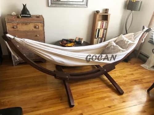 GOCAN Large Outdoor Hammock 220 x 150cm | Breathable Cotton Canvas for 1-2 Adults & Kids thumbnail 4