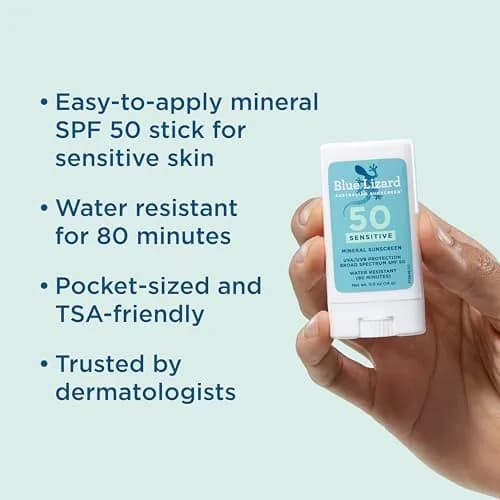 BLUE LIZARD Sensitive Mineral Sunscreen Stick SPF 50+ 15ml (0.5 Oz) | Reef-Safe Zinc Oxide Protection thumbnail 2