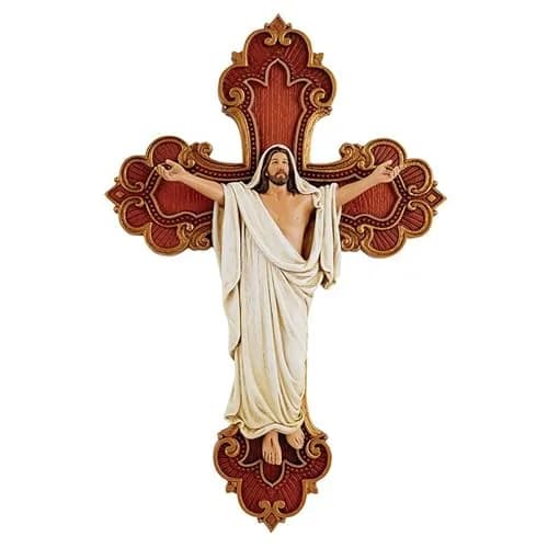 Christian Brands San Giovanni Collection Risen Christ Resin Wall Cross 25.9 cm (10.25" H) | Authentic Faith Decor thumbnail 1