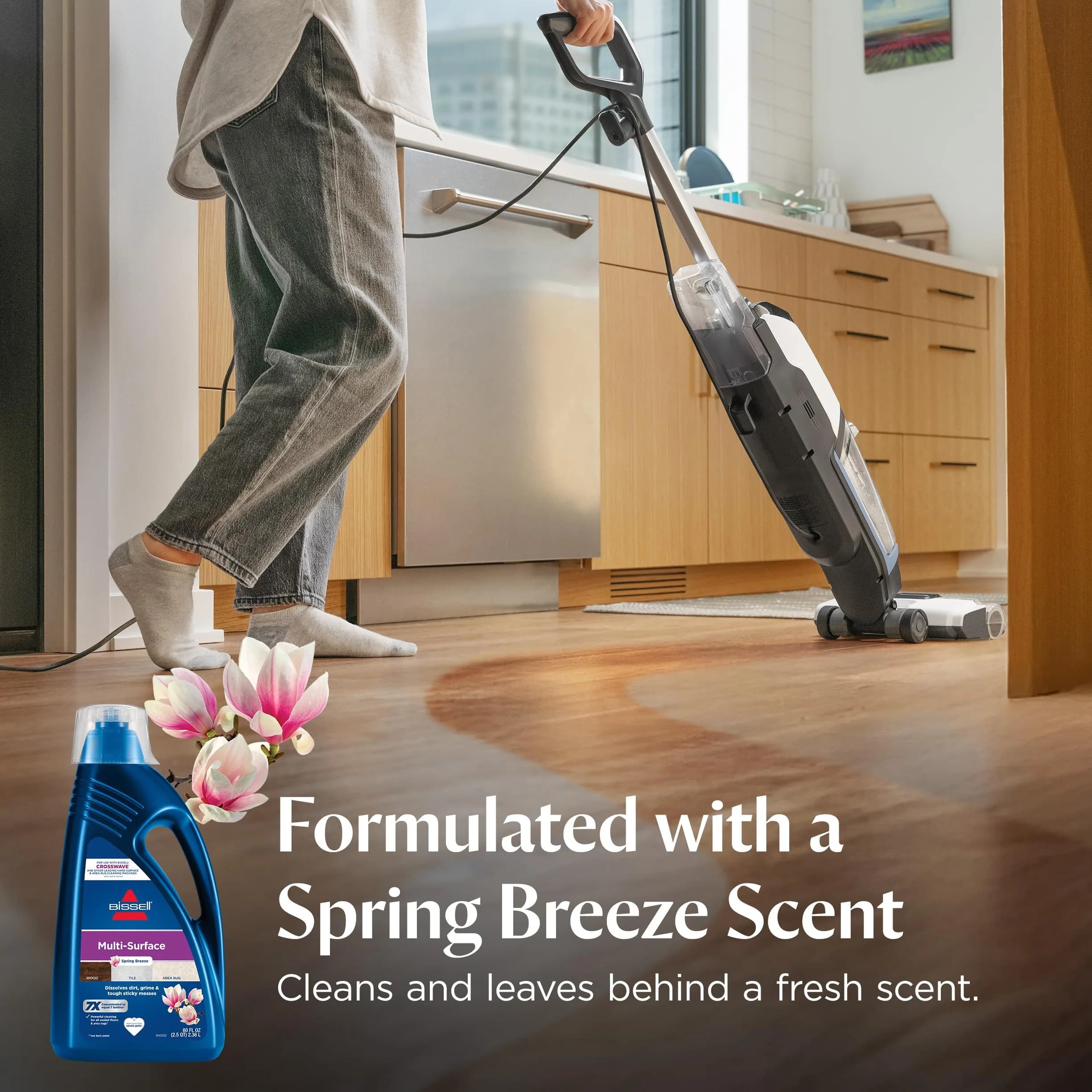 Bissell Multi-Surface Solution, for use in CrossWave and Other Leading Hard Surface and Area Rug Cleaners, 80oz, Dissolves Dirt, Grime, and Tough Sticky Messes thumbnail 4