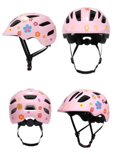 XJD Pink Flowers Toddler Helmet - Small (52-56 cm) Multi-Sport Bike Skateboard Helmet for Babies & Infants thumbnail 2