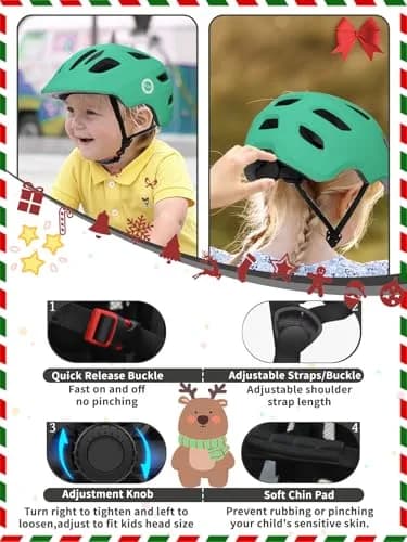 XJD Toddler Helmet Kids Bike Helmet Baby Multi-Sport Adjustable Skateboard Helmet for Kids Boys Girls Infant Lightweight Green X-Small 46-51 cm thumbnail 3