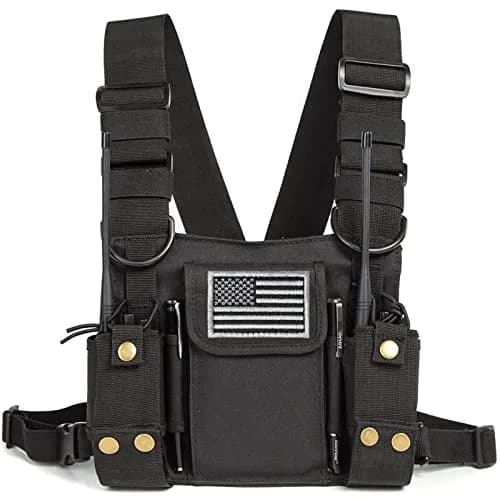 LUITON Radio Shoulder Holster Chest Harness Holder Vest Rig for Two Way Radio 0.318kg (0.70lb) | Adjustable, Durable Nylon, Fits Kenwood, Baofeng, Retevis thumbnail 1