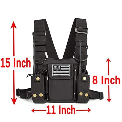 LUITON Radio Shoulder Holster Chest Harness Holder Vest Rig for Two Way Radio 0.318kg (0.70lb) | Adjustable, Durable Nylon, Fits Kenwood, Baofeng, Retevis thumbnail 3