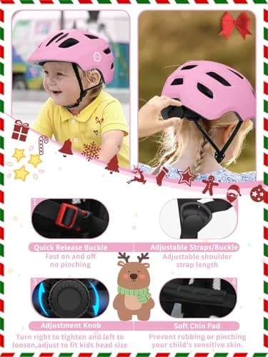 XJD Pink X-Small Toddler Multi-Sport Helmet for Kids (46-51 cm) - Safe & Adjustable thumbnail 3