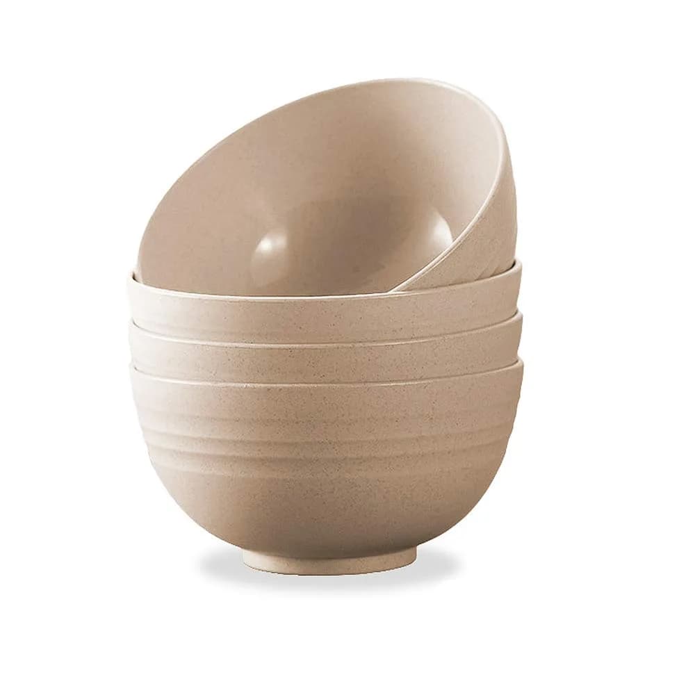 N/ A 4.7-inch Wheat Straw Bowl Set | Unbreakable Microwave & Dishwasher Safe (Small, BEIGE) - main product image
