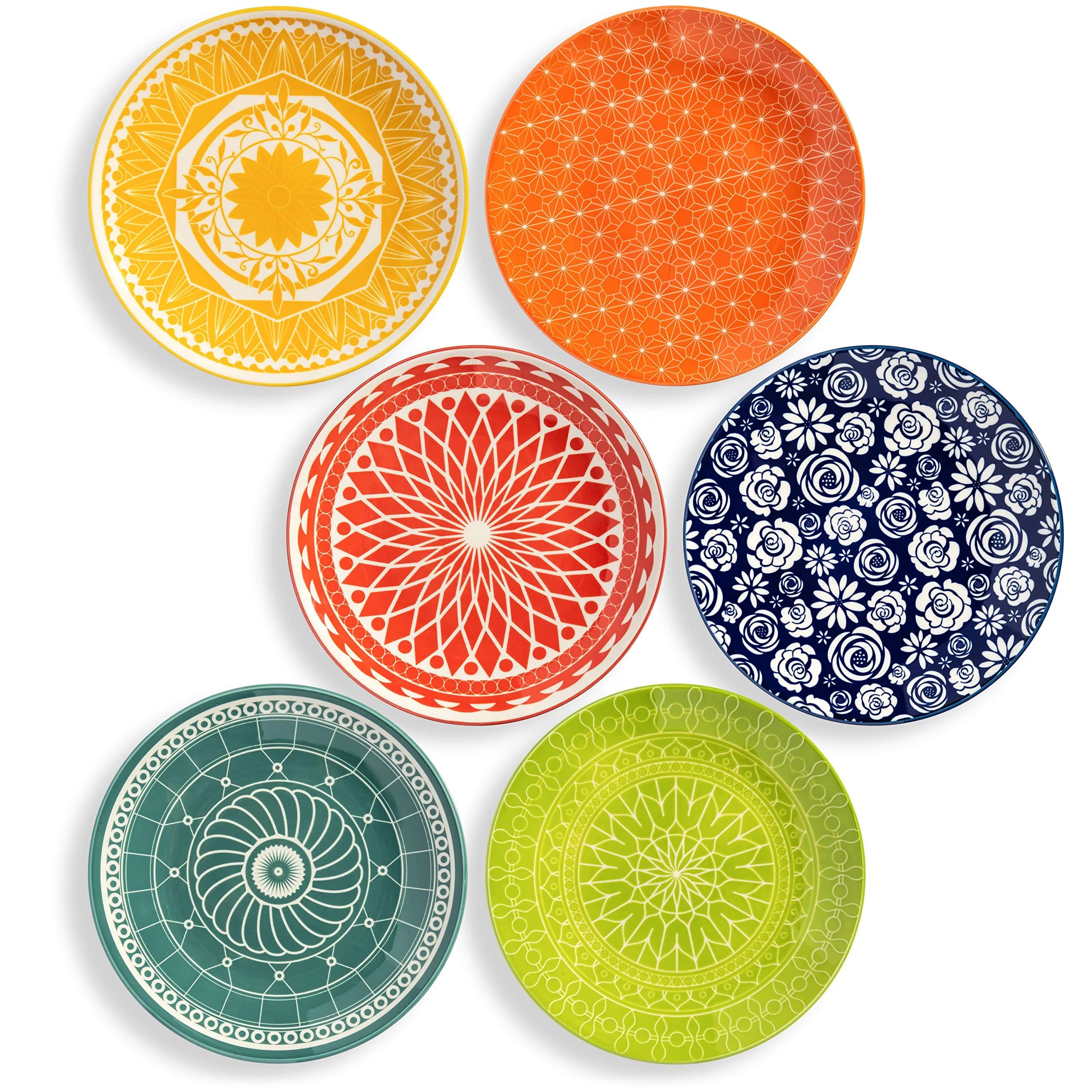 Annovero Dinner Plates 10.5 Inch | Vibrant Ceramic Set for Family & Entertaining — 8.5 Inch
