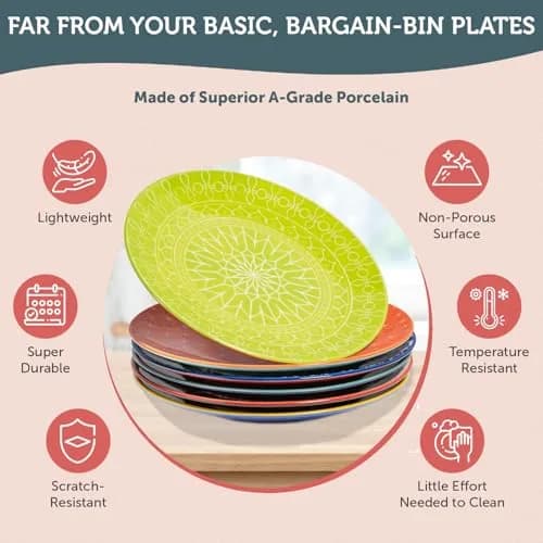 Annovero Salad Plates, 8.5 Inch | Microwave & Dishwasher Safe, Set for 6 thumbnail 5
