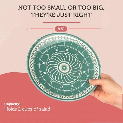 Annovero Salad Plates, 8.5 Inch | Microwave & Dishwasher Safe, Set for 6 thumbnail 6