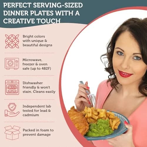 Annovero Dinner Plates 10.5 Inch | Vibrant Ceramic Set for Family & Entertaining thumbnail 4
