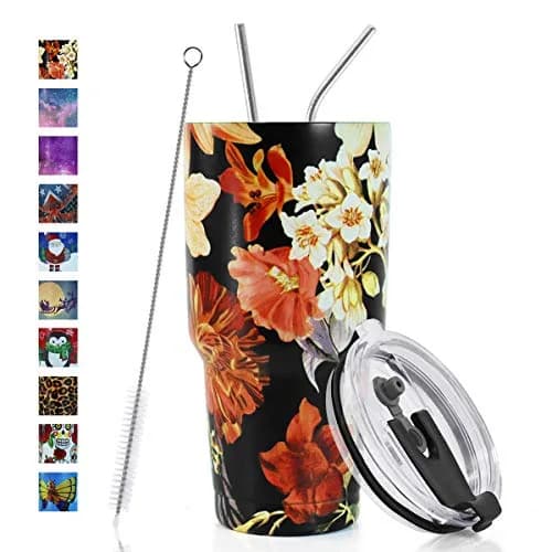 SYACOT 30oz Tumbler Double Wall Stainless Steel Vacuum Insulated Travel Mug with Splash-Proof Lid Metal Straw and Brush | Hot & Cold 30oz thumbnail 1
