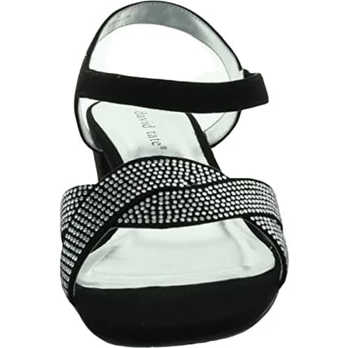 David Tate Rain Black 8 Wide | Satin Wedge Sandal with Rhinestone Accents thumbnail 5