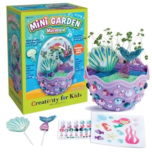 Creativity for Kids Mermaid Terrarium Kit | 17.9 cm (7 in) h x 7.6 cm (3 in) w | Fun STEAM Craft for Ages 6+ thumbnail 1